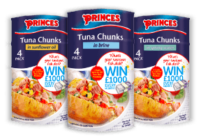 Princes 4x185g Tuna Chunks in brine, sunflower oil and spring water